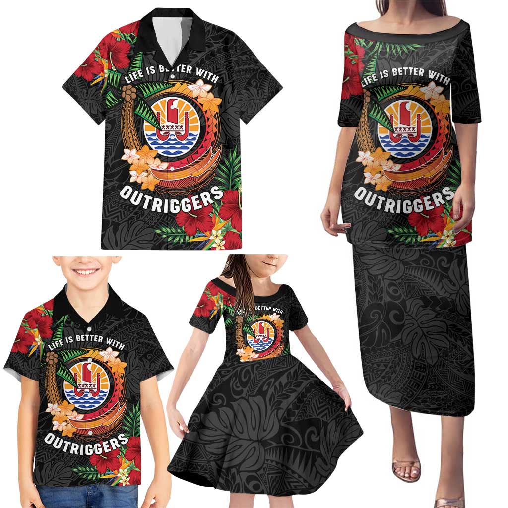 Personalised French Polynesia Outrigger Canoe Race Family Matching Puletasi and Hawaiian Shirt Tropical Vibe LT05 - Polynesian Pride