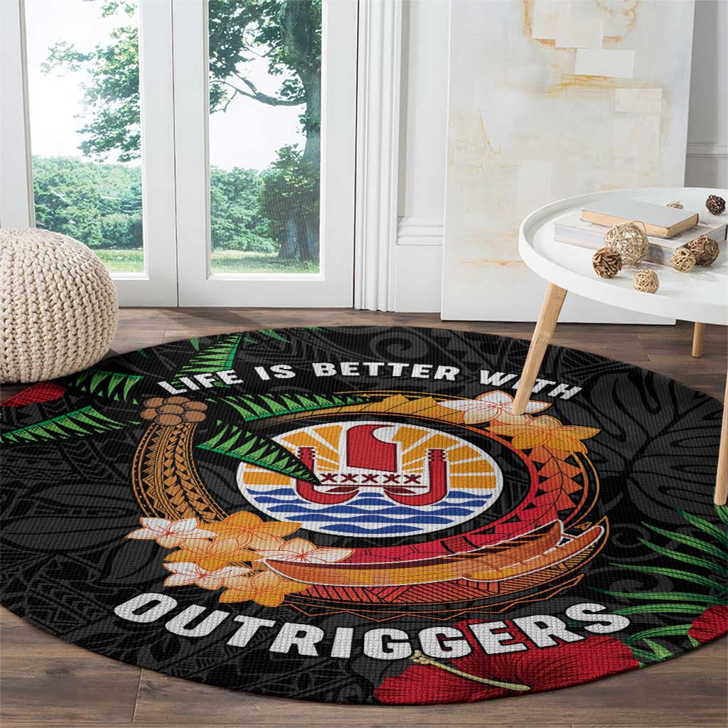 French Polynesia Outrigger Canoe Race Round Carpet Tropical Vibe