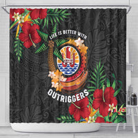 French Polynesia Outrigger Canoe Race Shower Curtain Tropical Vibe