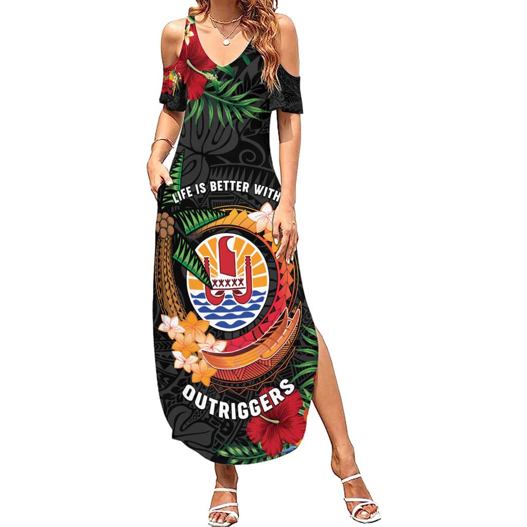 Personalised French Polynesia Outrigger Canoe Race Summer Maxi Dress Tropical Vibe