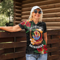 Personalised French Polynesia Outrigger Canoe Race Women Polo Shirt Tropical Vibe