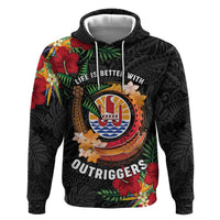 Personalised French Polynesia Outrigger Canoe Race Zip Hoodie Tropical Vibe