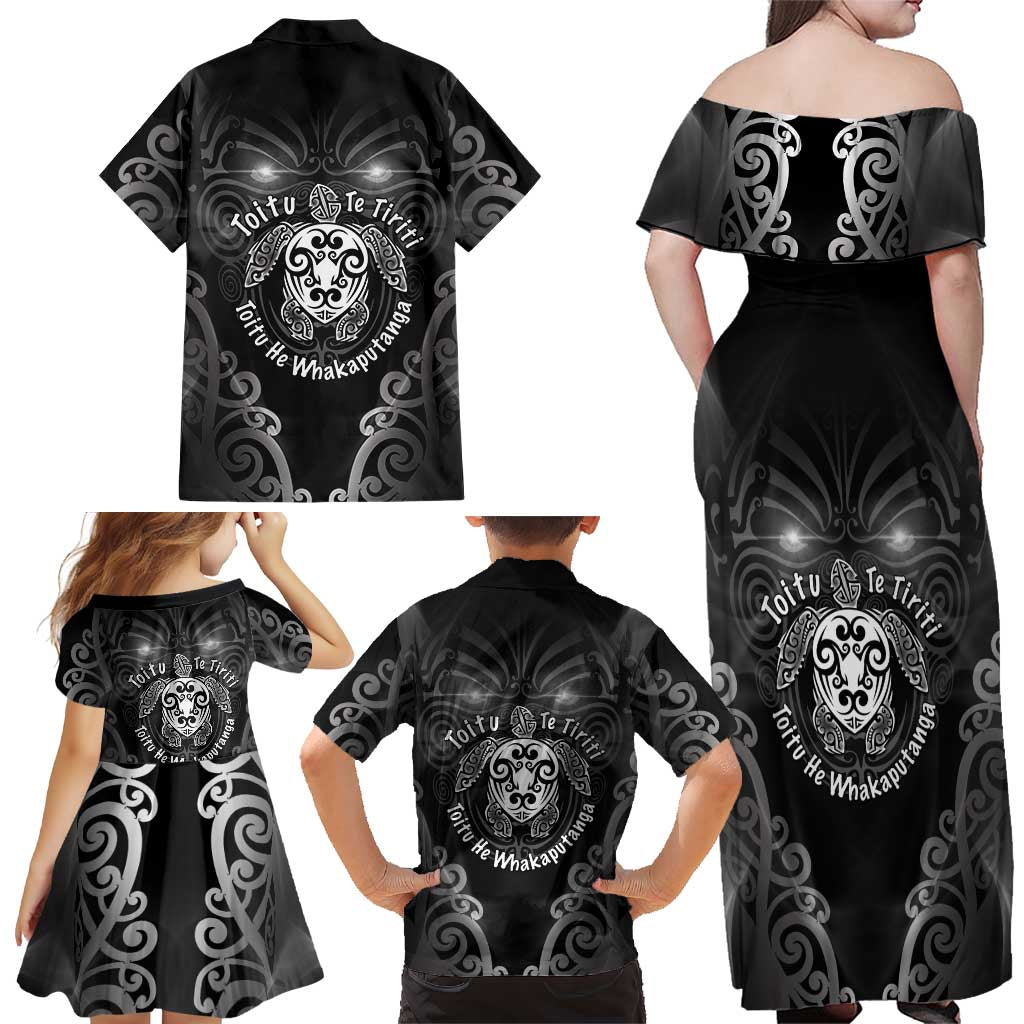 Aotearoa Toitu Te Tiriti Family Matching Off Shoulder Maxi Dress and Hawaiian Shirt Ka Mua Ka Muri LT05 - Polynesian Pride