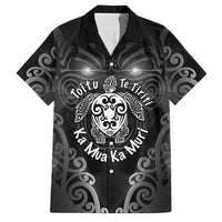 Aotearoa Toitu Te Tiriti Family Matching Off Shoulder Maxi Dress and Hawaiian Shirt Ka Mua Ka Muri LT05 Dad's Shirt - Short Sleeve Black - Polynesian Pride