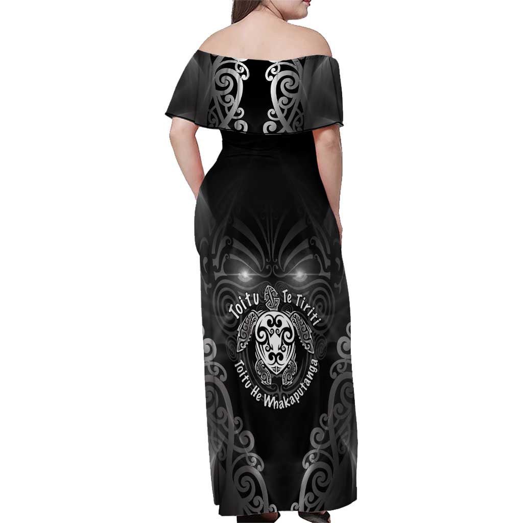 Aotearoa Toitu Te Tiriti Family Matching Off Shoulder Maxi Dress and Hawaiian Shirt Ka Mua Ka Muri LT05 - Polynesian Pride