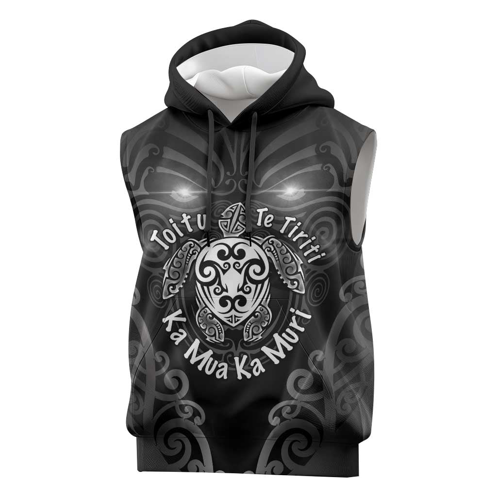 Aotearoa Toitu Te Tiriti Sleeveless Hoodie Ka Mua Ka Muri LT05 Black - Polynesian Pride