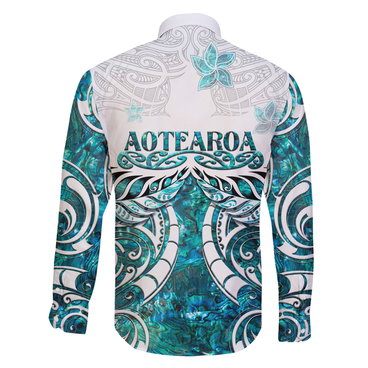 New Zealand Aotearoa Kia Ora Family Matching Long Sleeve Bodycon Dress and Hawaiian Shirt Paua Shell Maori Silver Fern LT05 - Polynesian Pride