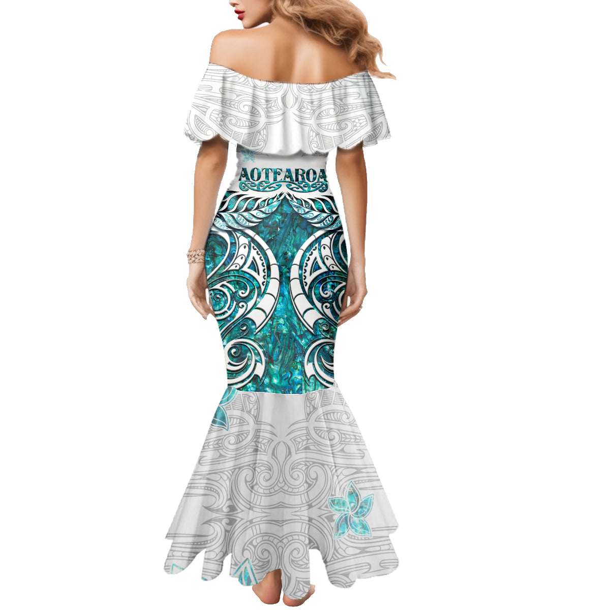 New Zealand Aotearoa Kia Ora Family Matching Mermaid Dress and Hawaiian Shirt Paua Shell Maori Silver Fern LT05 - Polynesian Pride