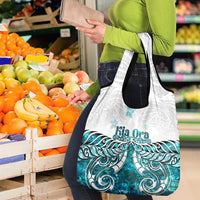 New Zealand Aotearoa Kia Ora Grocery Bag Paua Shell Maori Silver Fern