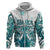 New Zealand Aotearoa Kia Ora Hoodie Paua Shell Maori Silver Fern LT05 Zip Hoodie Turquoise - Polynesian Pride