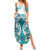 New Zealand Aotearoa Kia Ora Summer Maxi Dress Paua Shell Maori Silver Fern LT05 Women Turquoise - Polynesian Pride