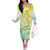 Personalised Cook Islands Kia Orana Family Matching Off Shoulder Long Sleeve Dress and Hawaiian Shirt Polynesian Turtle With Circle Stars LT05 Mom's Dress Yellow - Polynesian Pride