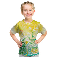 Personalised Cook Islands Kia Orana Kid T Shirt Polynesian Turtle With Circle Stars LT05 Yellow - Polynesian Pride