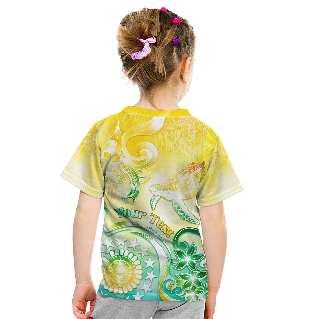 Personalised Cook Islands Kia Orana Kid T Shirt Polynesian Turtle With Circle Stars LT05 - Polynesian Pride