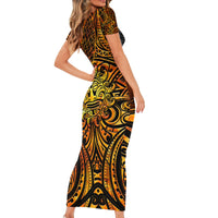 New Zealand Tamanuitera The Sun Family Matching Short Sleeve Bodycon Dress and Hawaiian Shirt Maori Pattern LT05 - Polynesian Pride