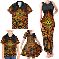 New Zealand Tamanuitera The Sun Family Matching Tank Maxi Dress and Hawaiian Shirt Maori Pattern