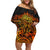 New Zealand Tamanuitera The Sun Off Shoulder Short Dress Maori Pattern