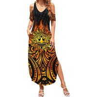 New Zealand Tamanuitera The Sun Summer Maxi Dress Maori Pattern