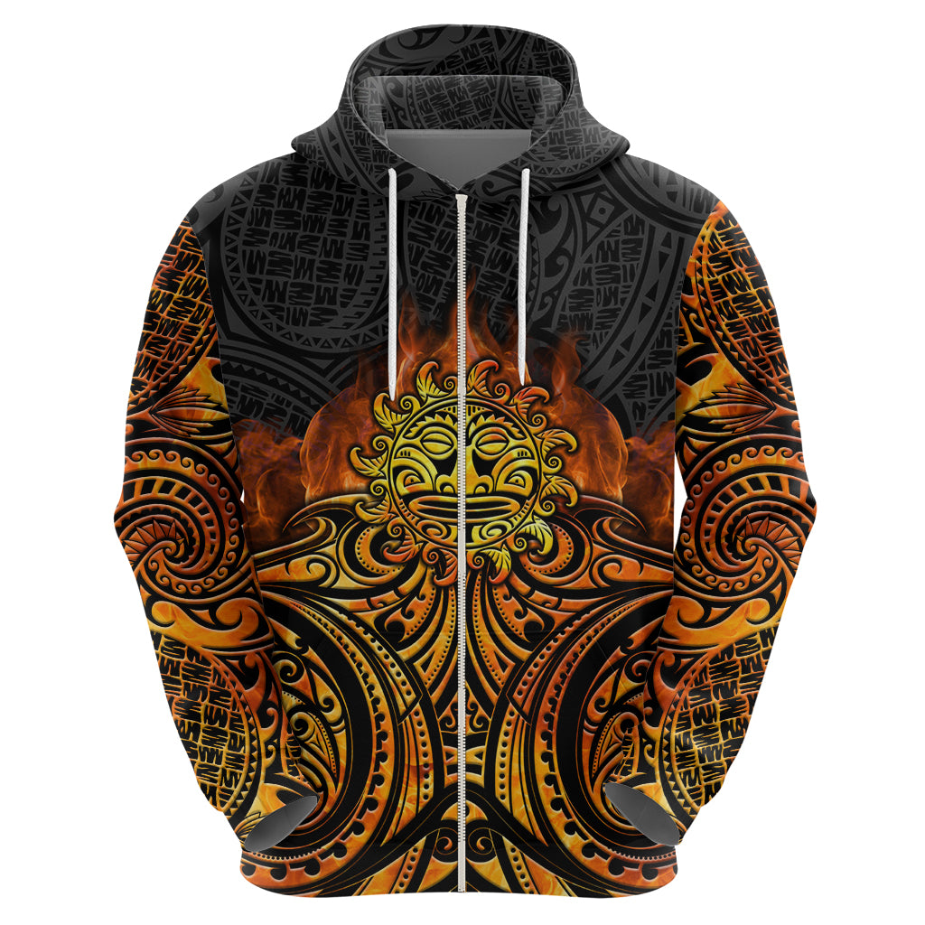 New Zealand Tamanuitera The Sun Zip Hoodie Maori Pattern