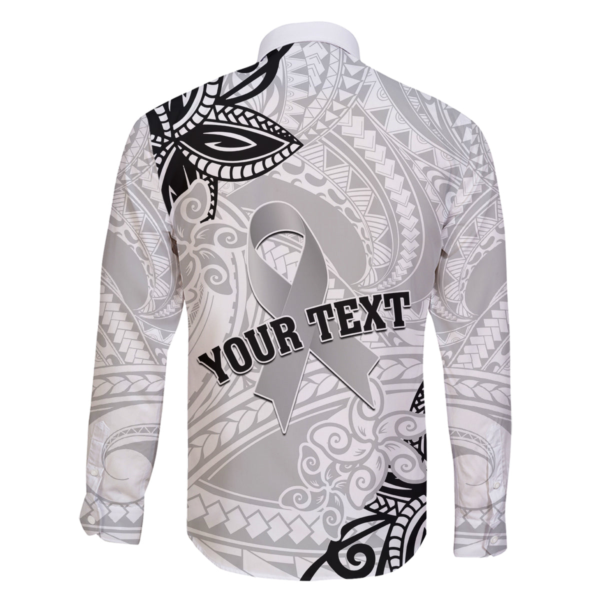 Personalised Polynesia Brain Cancer Family Matching Off Shoulder Maxi Dress and Hawaiian Shirt No One Fights Alone
