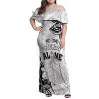 Personalised Polynesia Brain Cancer Family Matching Off Shoulder Maxi Dress and Hawaiian Shirt No One Fights Alone