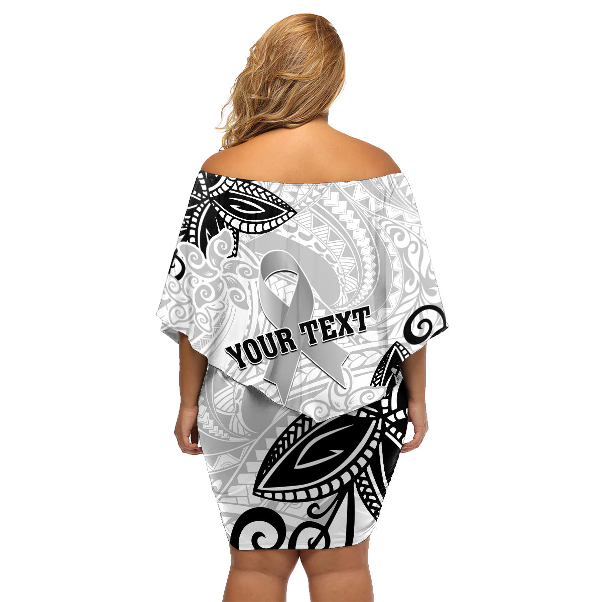 Personalised Polynesia Brain Cancer Family Matching Off Shoulder Short Dress and Hawaiian Shirt No One Fights Alone