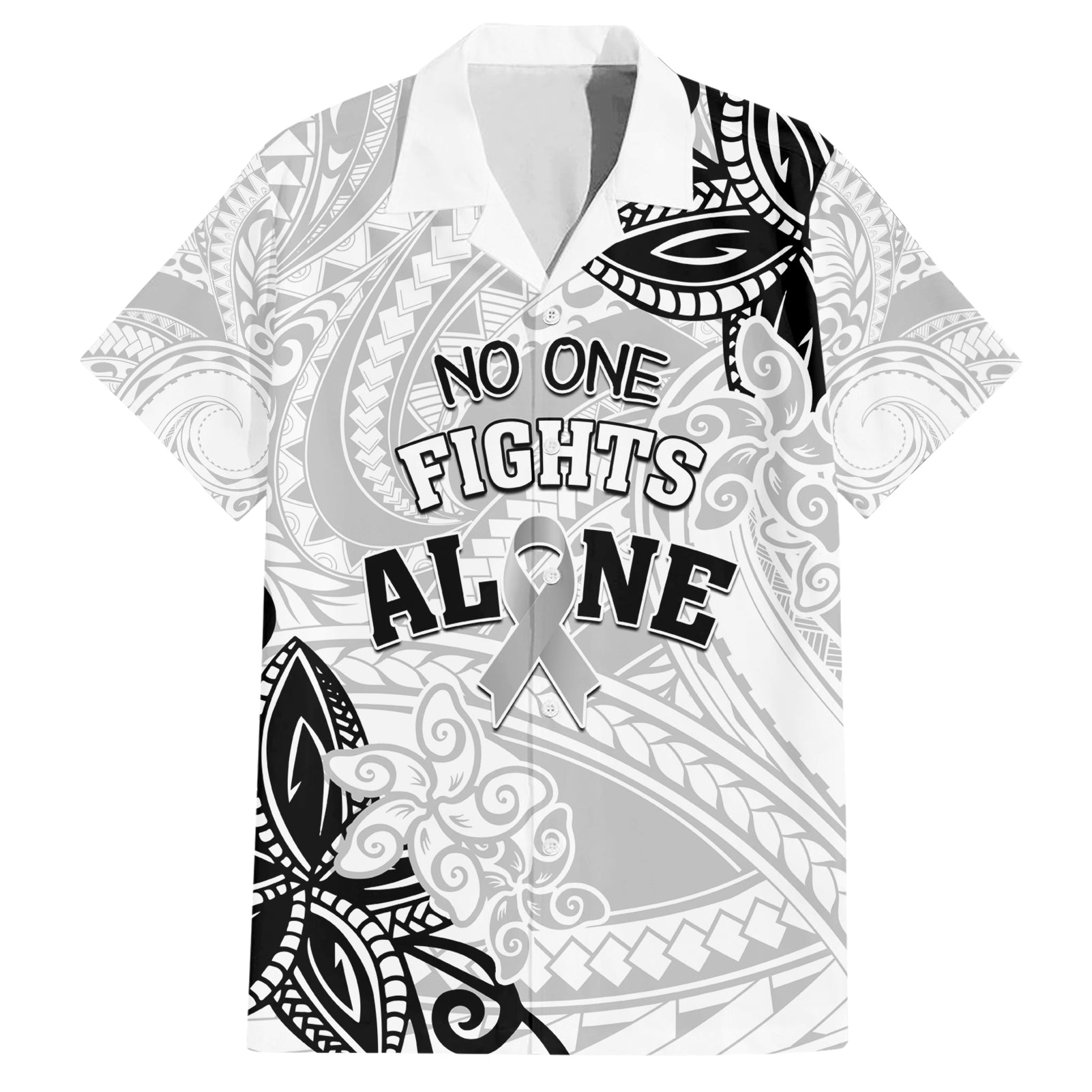 Personalised Polynesia Brain Cancer Hawaiian Shirt No One Fights Alone