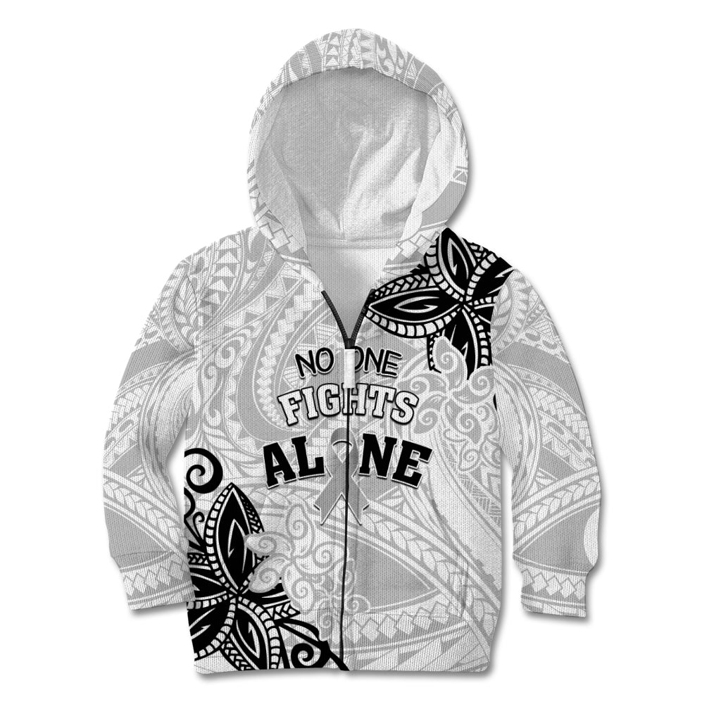 Personalised Polynesia Brain Cancer Kid Hoodie No One Fights Alone