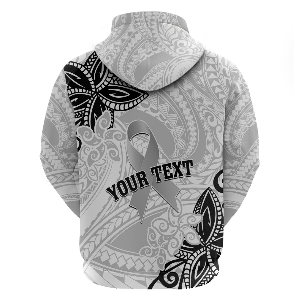 Personalised Polynesia Brain Cancer Zip Hoodie No One Fights Alone