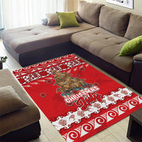 New Zealand Christmas In July Area Rug Maori Kiwi Xmas Tree - Red
