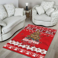 New Zealand Christmas In July Area Rug Maori Kiwi Xmas Tree - Red