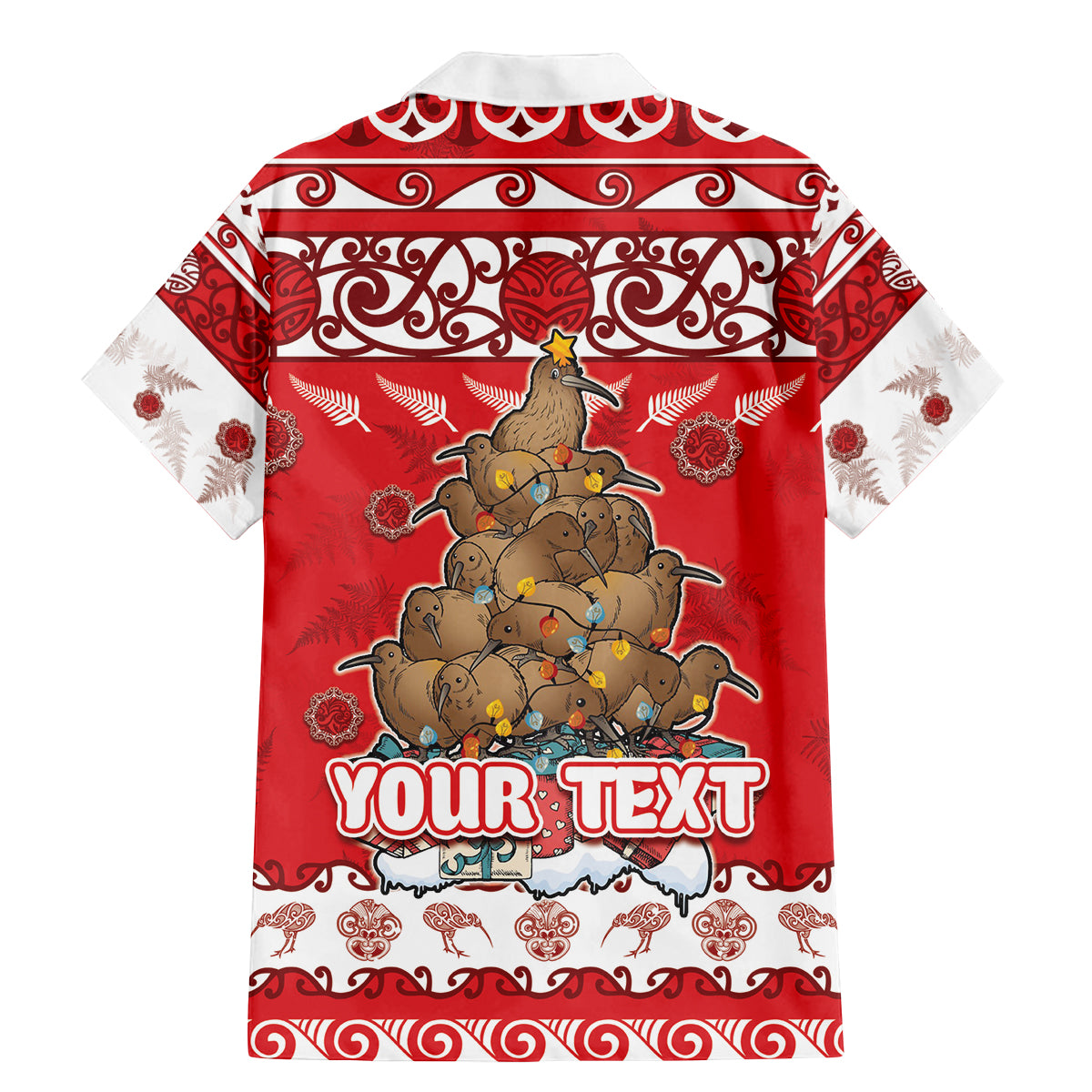 Personalised New Zealand Christmas In July Family Matching Mermaid Dress and Hawaiian Shirt Maori Kiwi Xmas Tree - Red