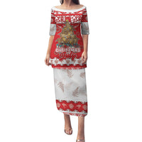 Personalised New Zealand Christmas In July Family Matching Puletasi and Hawaiian Shirt Maori Kiwi Xmas Tree - Red