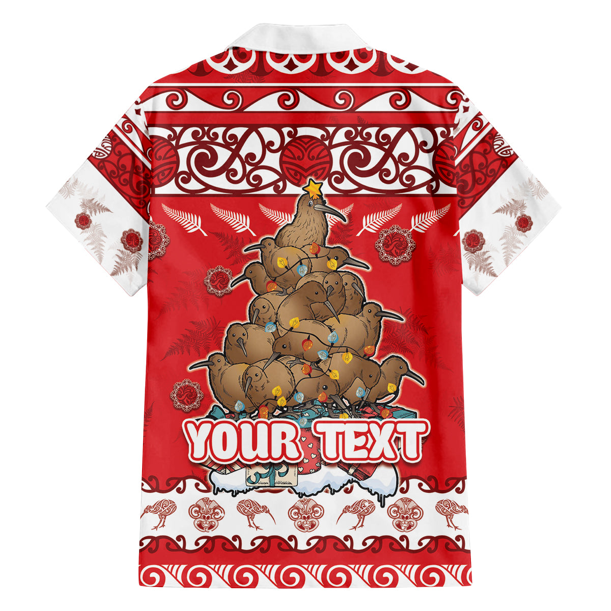Personalised New Zealand Christmas In July Family Matching Summer Maxi Dress and Hawaiian Shirt Maori Kiwi Xmas Tree - Red