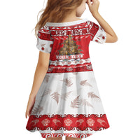 Personalised New Zealand Christmas In July Family Matching Tank Maxi Dress and Hawaiian Shirt Maori Kiwi Xmas Tree - Red