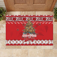 New Zealand Christmas In July Rubber Doormat Maori Kiwi Xmas Tree - Red