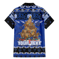 Personalised New Zealand July Christmas Family Matching Mermaid Dress and Hawaiian Shirt Maori Kiwi Xmas Tree - Blue LT05 - Polynesian Pride
