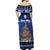 Personalised New Zealand July Christmas Off Shoulder Maxi Dress Maori Kiwi Xmas Tree - Blue