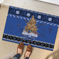 New Zealand July Christmas Rubber Doormat Maori Kiwi Xmas Tree - Blue