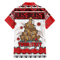 Personalised New Zealand July Christmas Family Matching Summer Maxi Dress and Hawaiian Shirt Maori Kiwi Xmas Tree - White