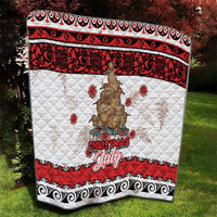 New Zealand July Christmas Quilt Maori Kiwi Xmas Tree - White