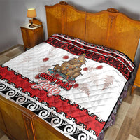 New Zealand July Christmas Quilt Maori Kiwi Xmas Tree - White