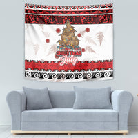 New Zealand July Christmas Tapestry Maori Kiwi Xmas Tree - White