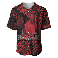 Hawaii King Kamehameha Baseball Jersey With Hawaiian Ipu Motifs Red Version