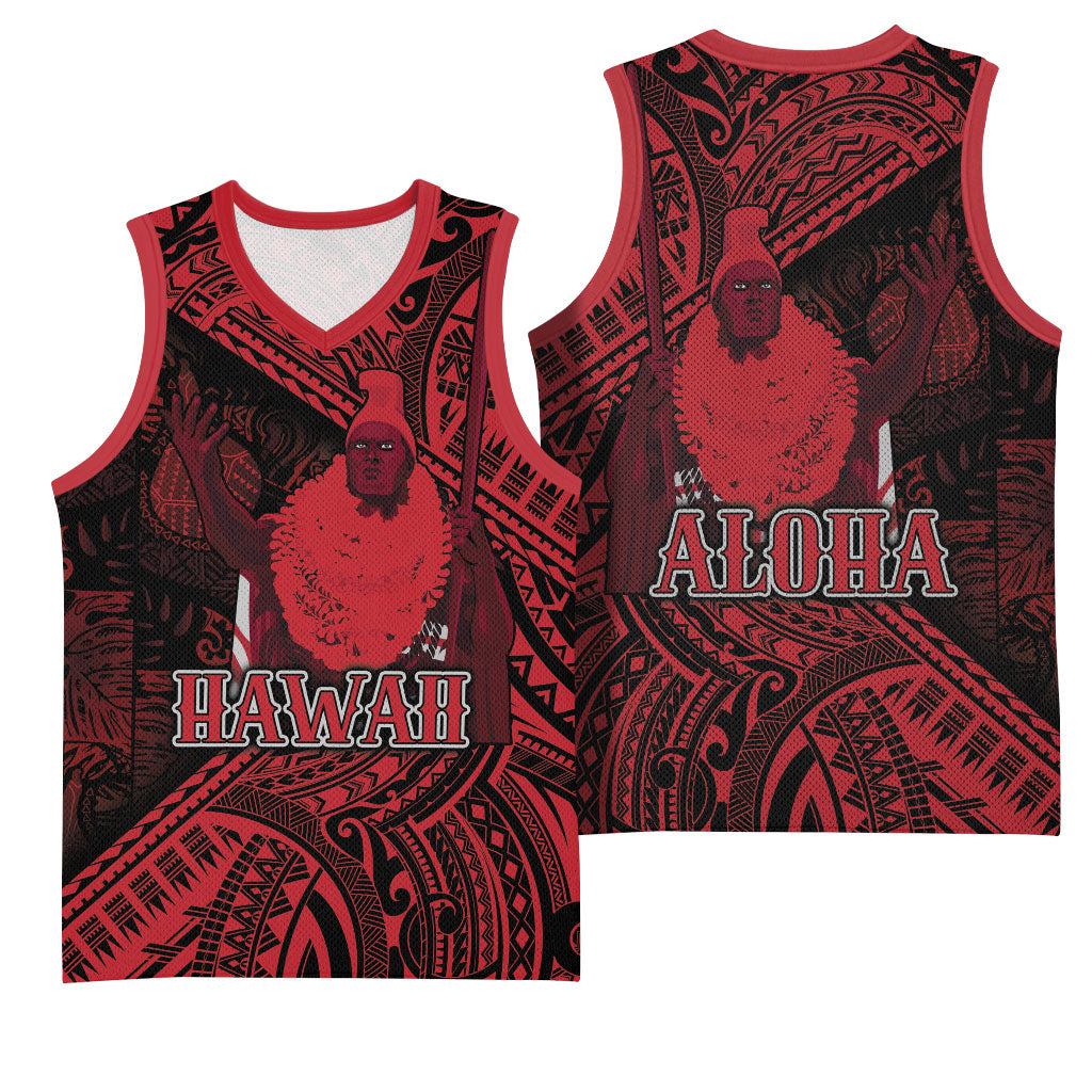 Hawaii King Kamehameha Basketball Jersey With Hawaiian Ipu Motifs Red Version