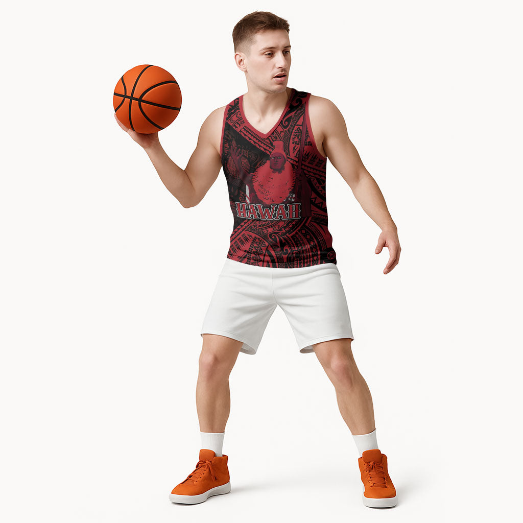 Hawaii King Kamehameha Basketball Jersey With Hawaiian Ipu Motifs Red Version