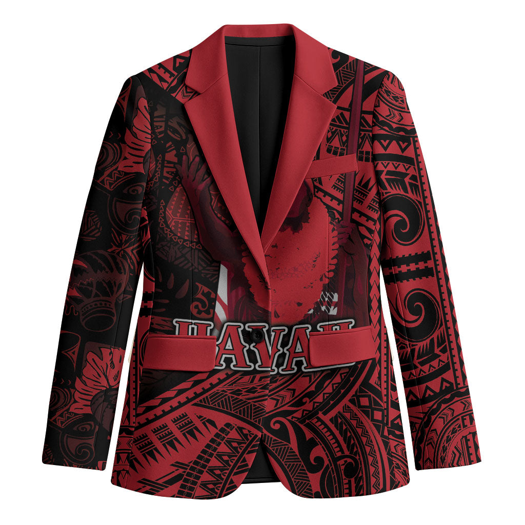 Hawaii King Kamehameha Blazer With Hawaiian Ipu Motifs Red Version