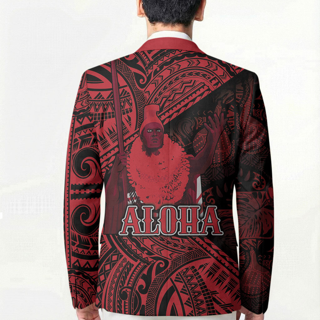 Hawaii King Kamehameha Blazer With Hawaiian Ipu Motifs Red Version