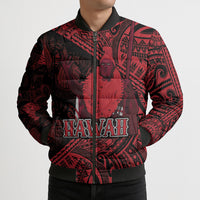 Hawaii King Kamehameha Bomber Puffer Jacket With Hawaiian Ipu Motifs Red Version