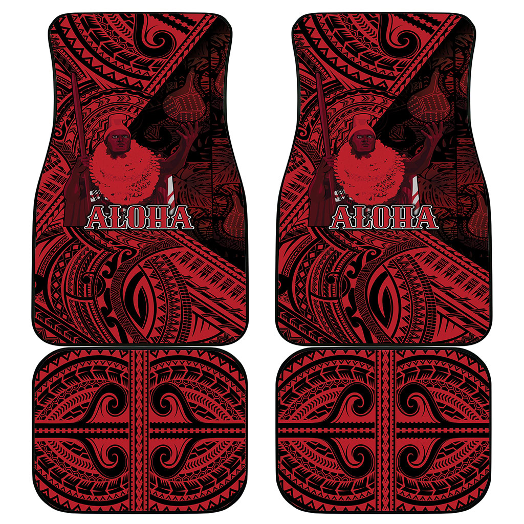 Hawaii King Kamehameha Car Mats With Hawaiian Ipu Motifs Red Version